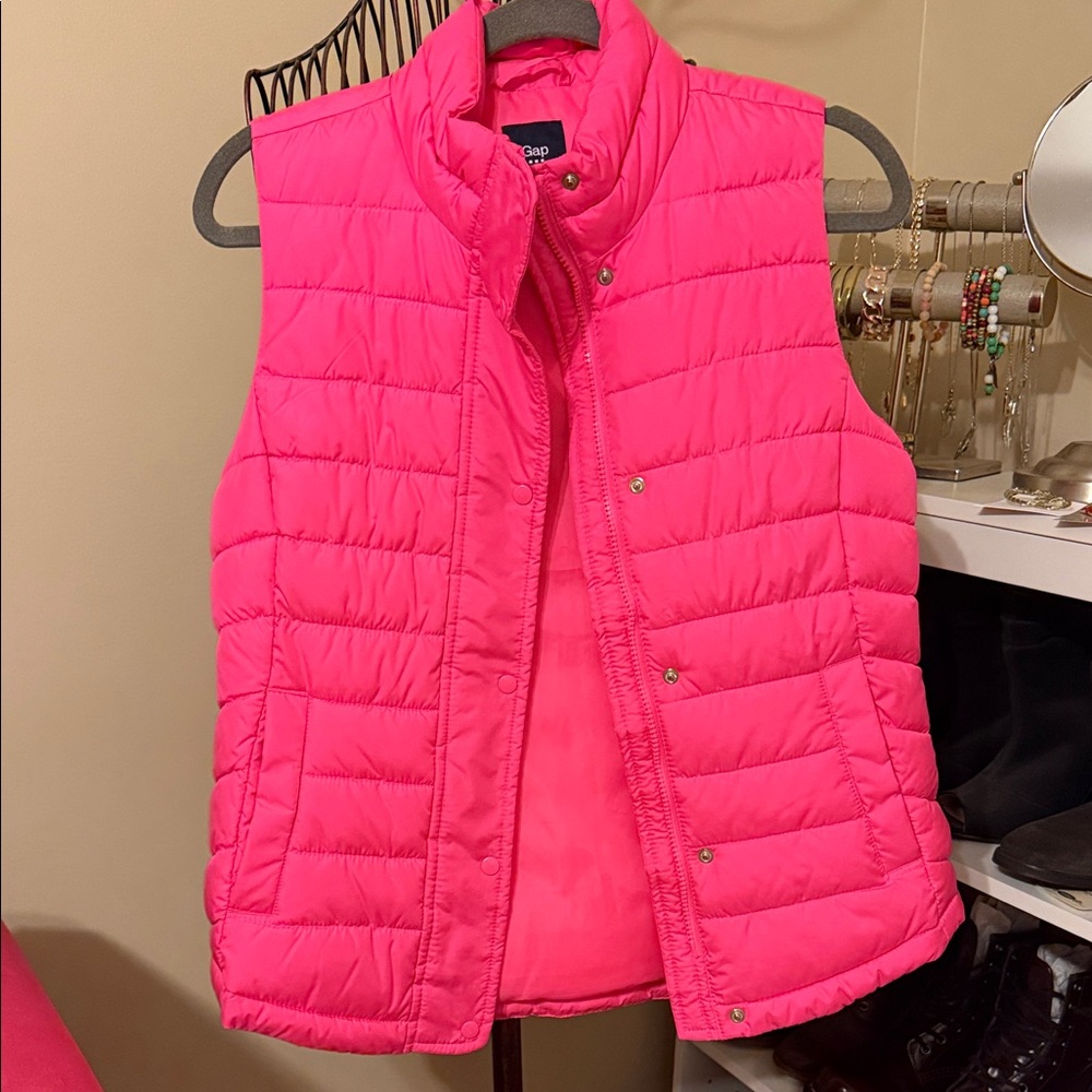 GAP Bright Pink Quilted Vest